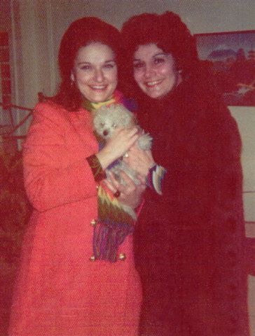 Chrissie and Lucine with puppy, Beppe.  